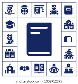  university icon set. 17 filled university icons.  Simple modern icons about  - Wisdom, Graduation, Owl, Book, Learn, School, Cap, Government, Education, Diploma, Reading, Read