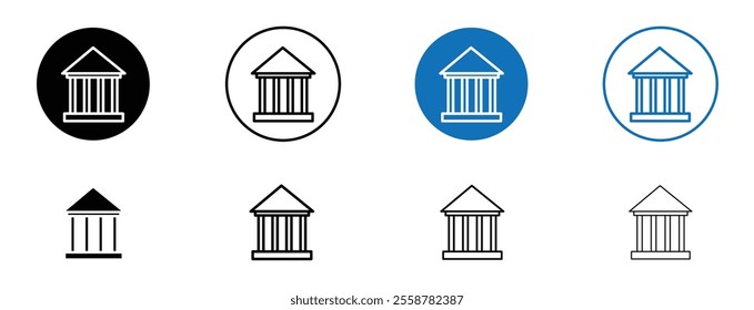 University icon set in black and blue colors