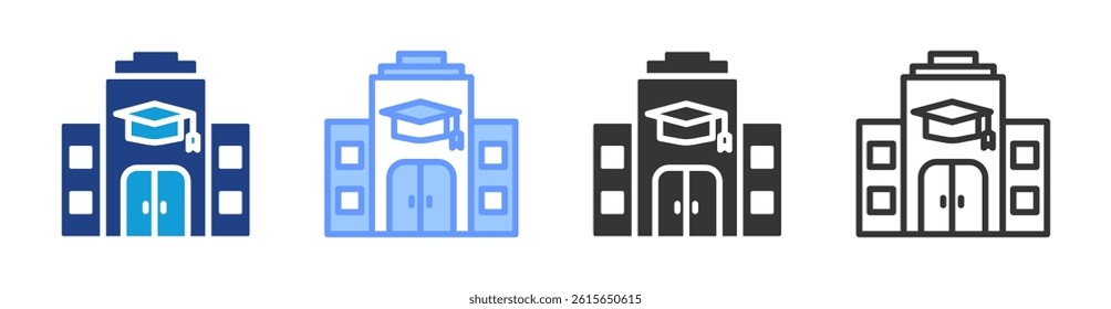 University icon set multiple style collection