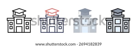 University icon set multiple style collection