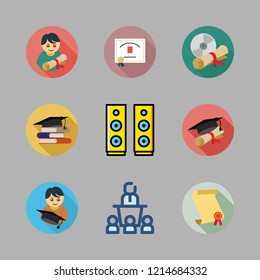university icon set. vector set about graduation, conference, library and speaker icons set.