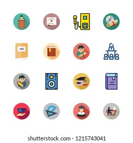 university icon set. vector set about lecture, student, graduate and speaker icons set.
