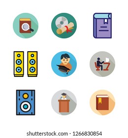 university icon set. vector set about lecture, speaker, diploma and studying icons set.