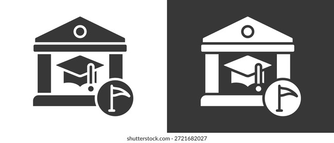 University Icon Set Vetor Coleção Isolada Em Preto E Branco