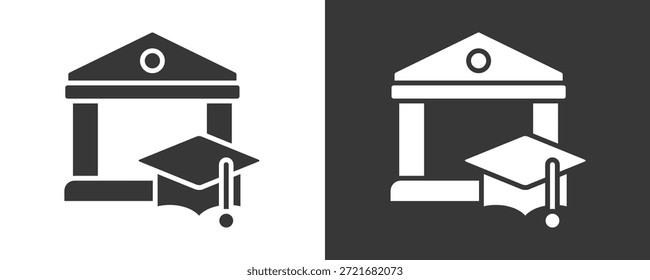 University Icon Set Vetor Coleção Isolada Em Preto E Branco