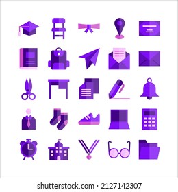 University icon set vector flat for website, mobile app, presentation, social media.