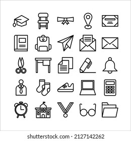 University icon set vector line for website, mobile app, presentation, social media.