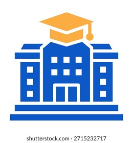 Ilustração de vetor de design de cor sólida de ícone da universidade