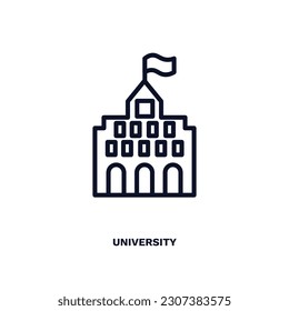 university icon. Thin line university icon from education and science collection. Outline vector isolated on white background. Editable university symbol can be used web and mobile