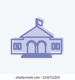University Icon in trendy two tone style isolated on soft blue background