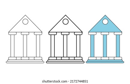 university icon vector building library, court, line stroke illustration 