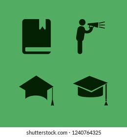 university icon. university vector icons set book, graduation hat and man talking by speaker