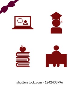 university icon. university vector icons set books and apple, online teaching, teacher and graduaded student