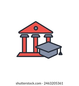 Icono de la universidad. Vector.Trazo editable.signo de estilo lineal para el uso Diseño web,logo.Ilustración de símbolo.