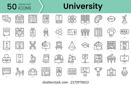 university Icons bundle. Linear dot style Icons. Vector illustration
