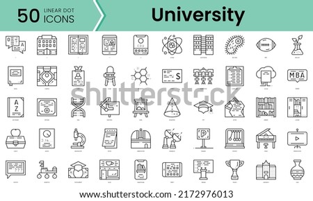 university Icons bundle. Linear dot style Icons. Vector illustration