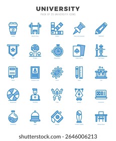 University Icons bundle. Two Color style Icons. Vector illustration.