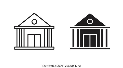 University icons in line stroke and flat versions