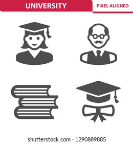 University Icons. Professional, pixel perfect icons, EPS 10 format.