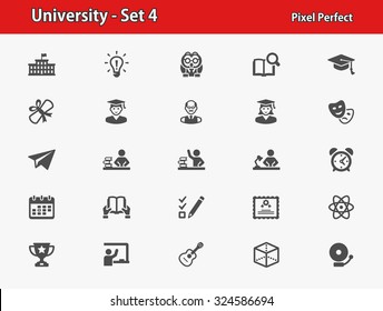 University Icons. Professional, pixel perfect icons optimized for both large and small resolutions. EPS 8 format.