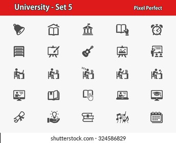 University Icons. Professional, pixel perfect icons optimized for both large and small resolutions. EPS 8 format.
