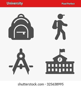 University Icons. Professional, pixel perfect icons optimized for both large and small resolutions. EPS 8 format.