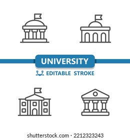 University Icons. School, College, High School, Building Icon. Professional, 32x32 pixel perfect vector icon. Editable Stroke