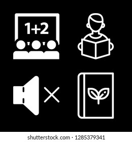 university icons set with book, student reading and speaker vector set