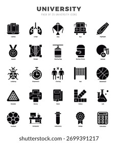 University icons set for website and mobile site and apps.