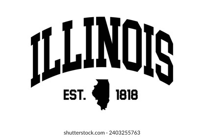 University of illinois typography design with map vector. Editable college t-shirt design printable text effect vector	