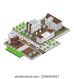 University isometric in vector on white background