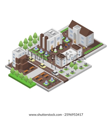 University isometric in vector on white background