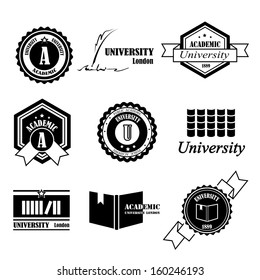 University Labels Set - Isolated On White Background - Vector Illustration, Graphic Design Editable For Your Design 