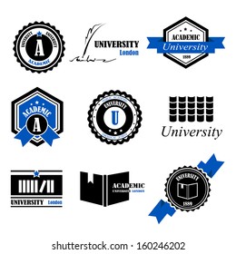 University Labels Set - Isolated On White Background - Vector Illustration, Graphic Design Editable For Your Design 