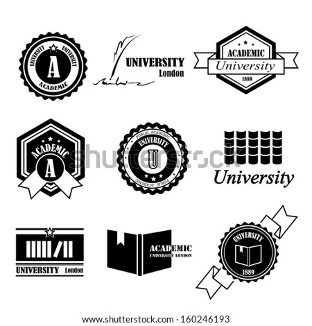 University Labels Set - Isolated On White Background - Vector Illustration, Graphic Design Editable For Your Design 