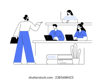 University lecture isolated cartoon vector illustrations. Teacher gives a lecture, a group of students in the audience, educational process at the university, student life vector cartoon.