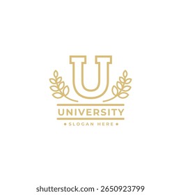 letra universitária U logotipo em estilo de design de arte em linha