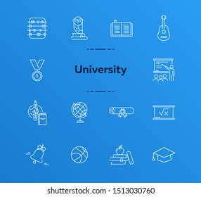 University line icon set. Knowledge, subject, webinar. Higher education concept. Can be used for topics like research, studying, intelligence