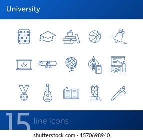 University line icon set. Knowledge, subject, webinar. Higher education concept. Can be used for topics like research, studying, intelligence