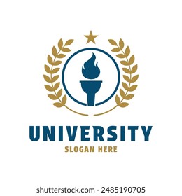 university logo design concept idea with torch flame