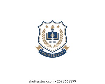 University Logo Design Vector For Education Badge for College Education Graduation. University Logo Template Shield