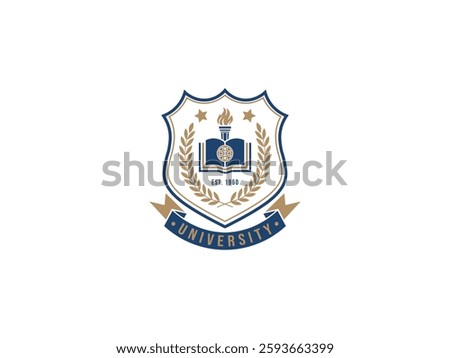 University Logo Design Vector For Education Badge for College Education Graduation. University Logo Template Shield