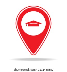 university map pin icon. Element of warning navigation pin icon for mobile concept and web apps. Detailed university map pin icon can be used for web and mobile on white background
