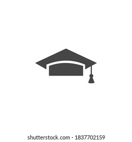 University Mortarboard Icon Isolated Black and White Vector Graphic
