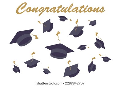 Graduation hat vector illustration in the flat style. Graduation