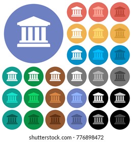 University multi colored flat icons on round backgrounds. Included white, light and dark icon variations for hover and active status effects, and bonus shades on black backgounds.