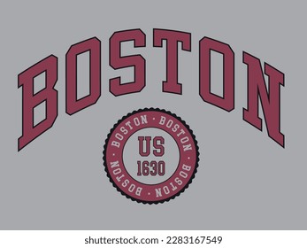 University, New York typography, t-shirt graphics. Vector illustration Boston varsity design