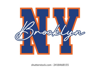 University, New York typography, t-shirt graphics. Vector Vector Brooklyn typography