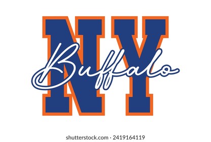 University, New York typography, t-shirt graphics. Vector Buffalo typography