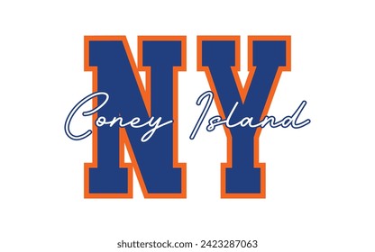 University, New York typography, t-shirt graphics. Vector Coney Island typography